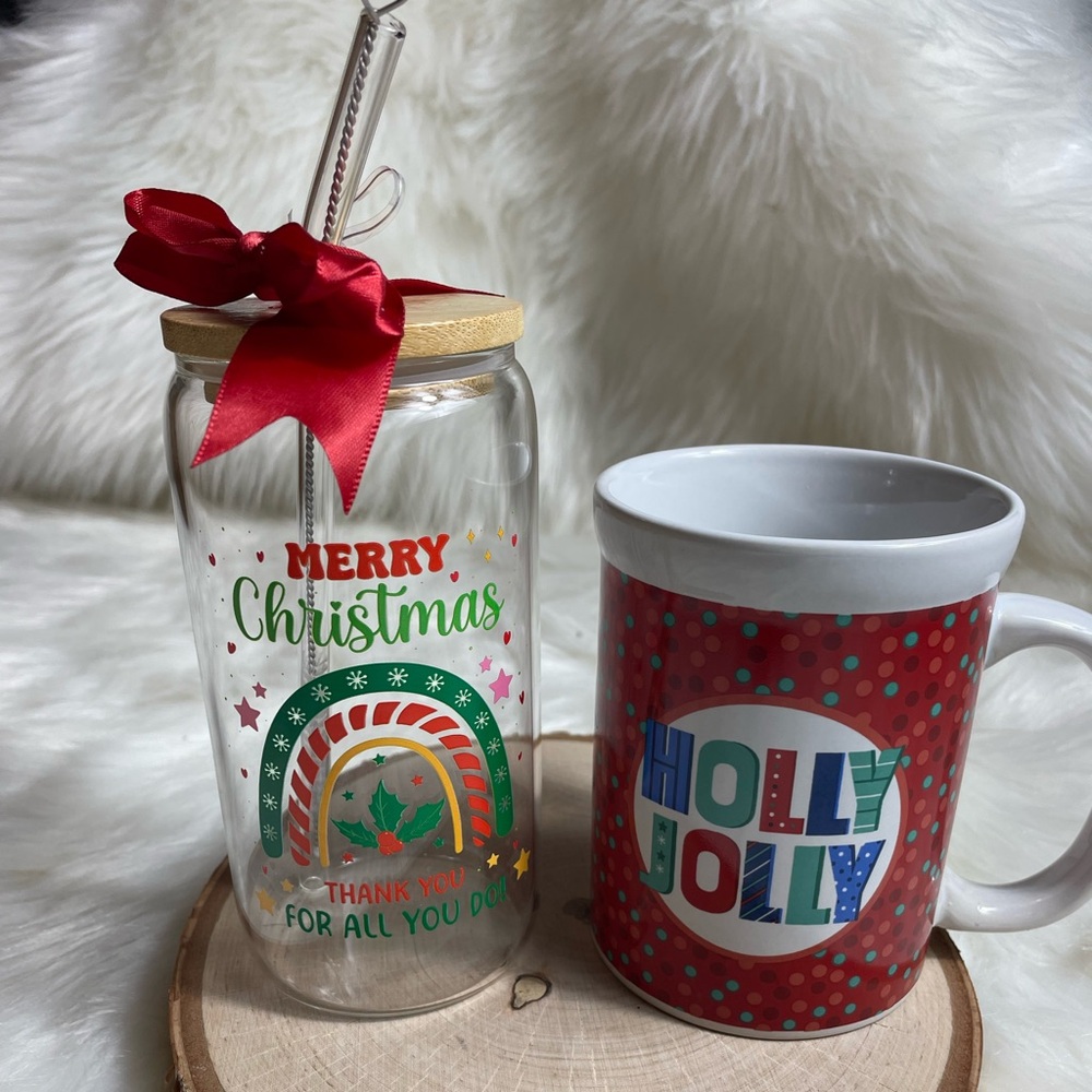 Holiday Ceramic Mug Glass With Lid